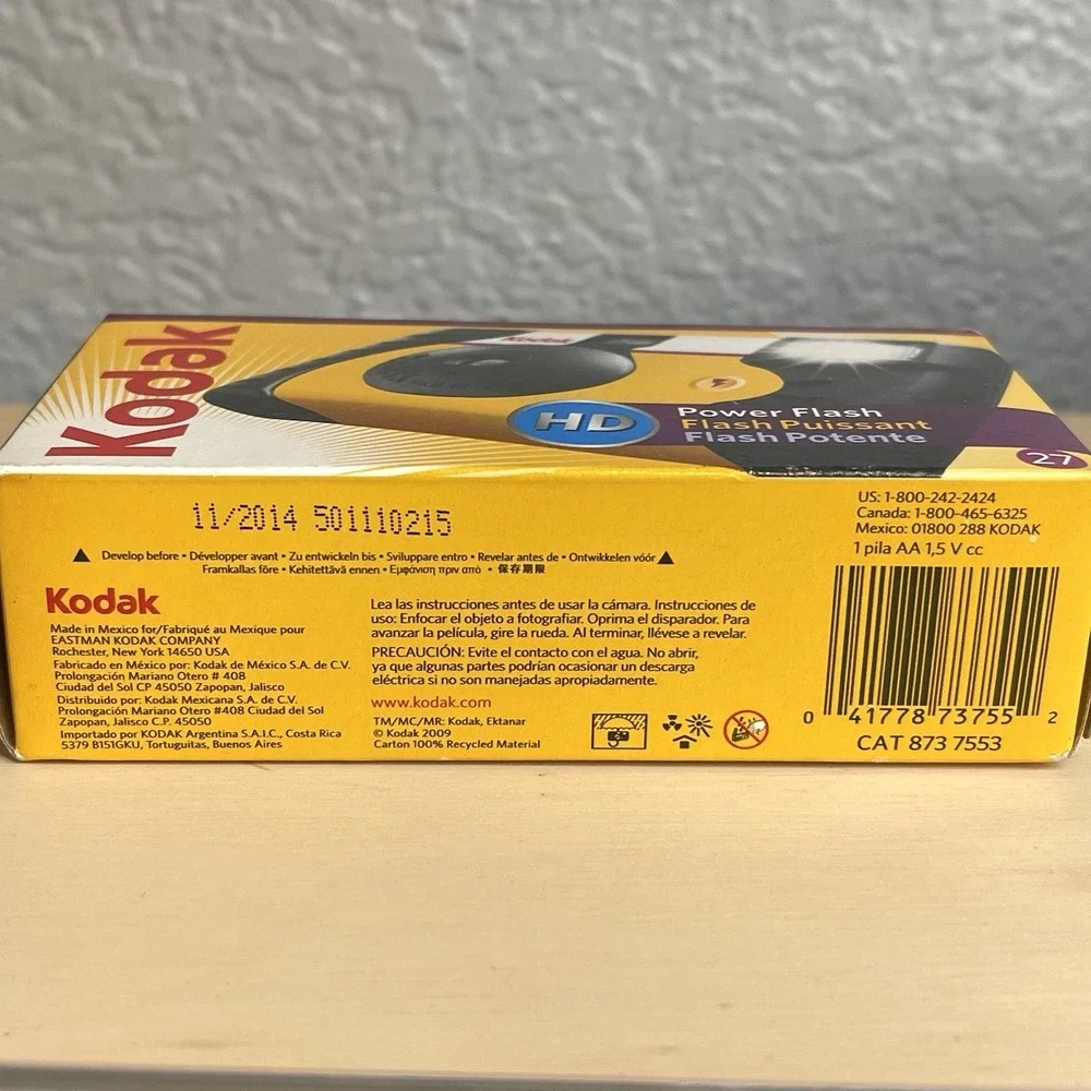 Kodak Power Flash HD Single Use Camera 27 Exposure Exp 11/2014 New‎ Sealed Box